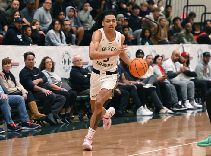 California boys high school basketball" St. John Bosco vs. Eastvale Roosevelt from December 31, 2023.